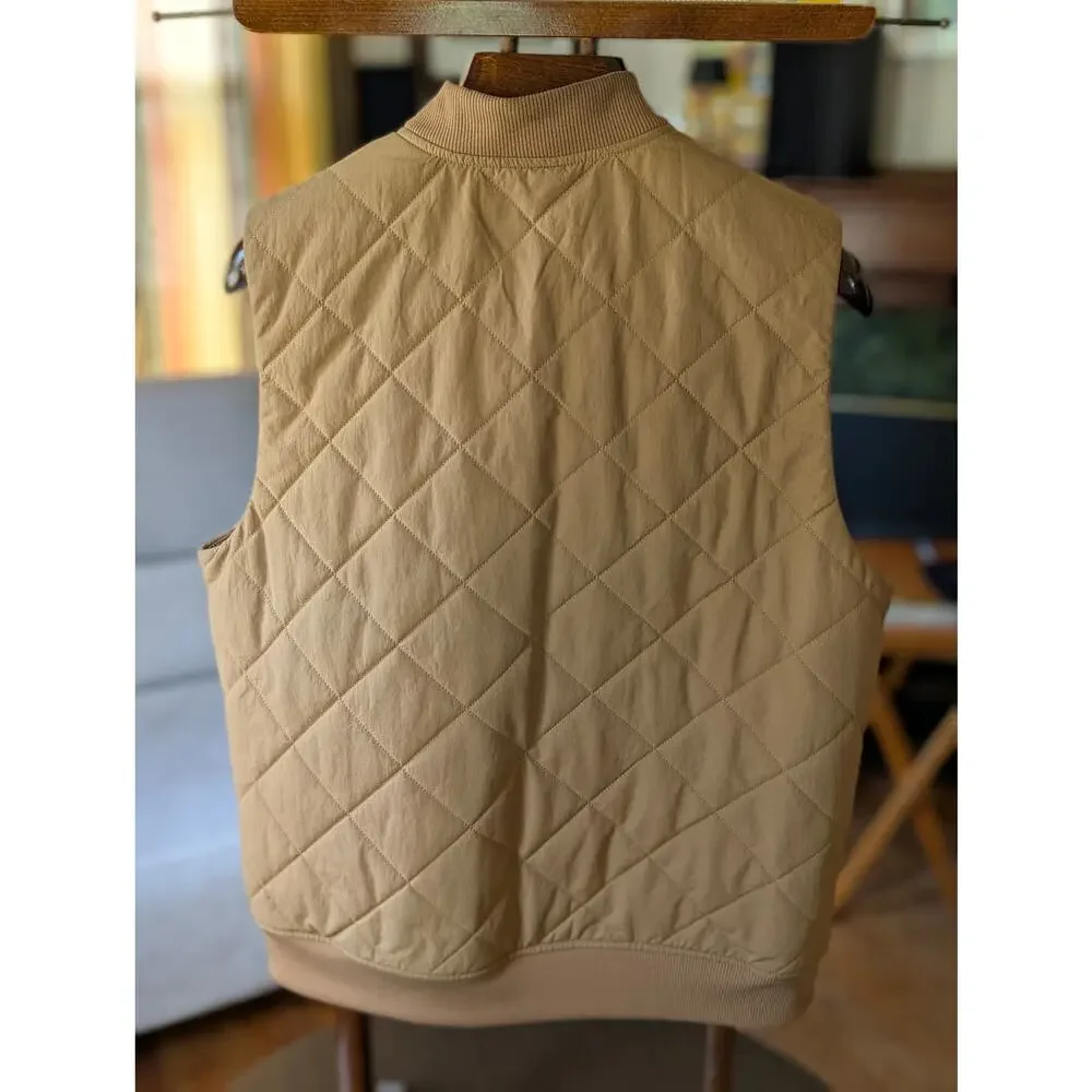 The North Face Quilted Sherpa Lined Vest Tan Khaki Men's Size Medium